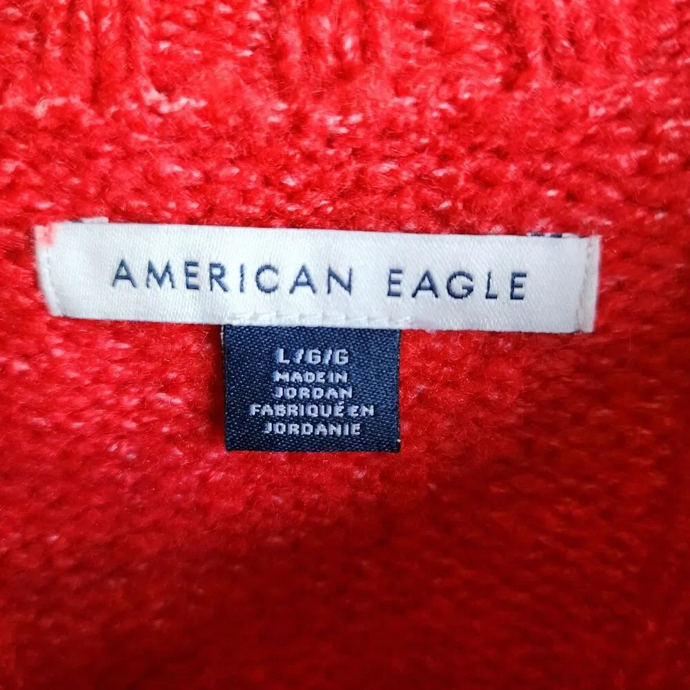 American Eagle Outfitters Womens LG Orange Cable Knit Sweater Pullover